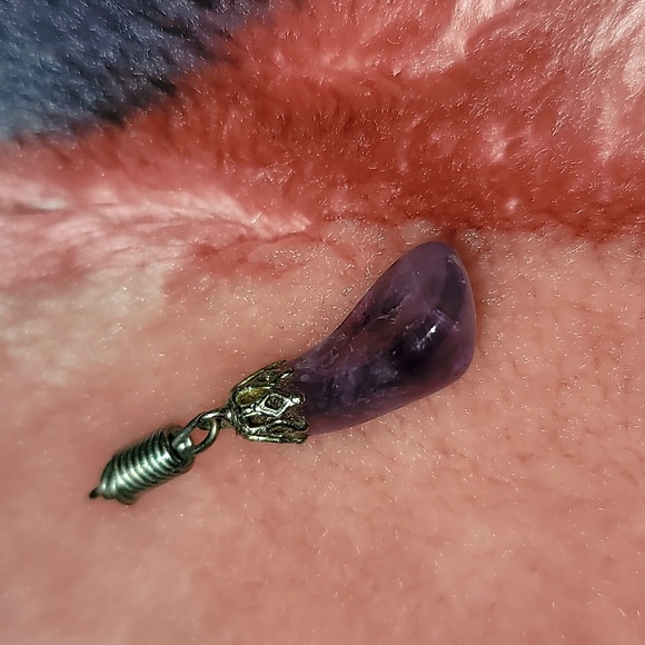Vintage amethyst pendant charm 1" - Picture 2 of 4